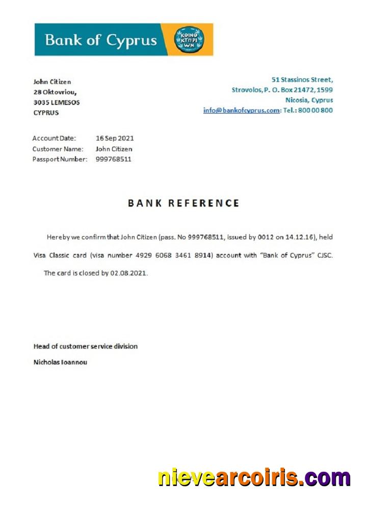 Cyprus Bank of Cyprus closure reference